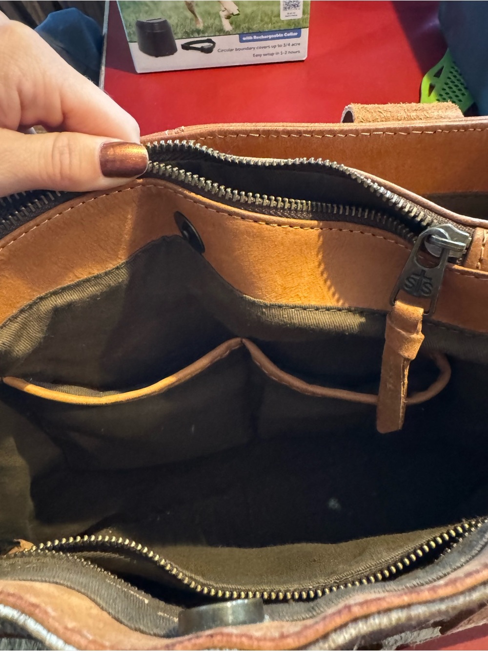 STS Ranch Cowhide Tote Bag in Brown and White - Picture 5 of 6